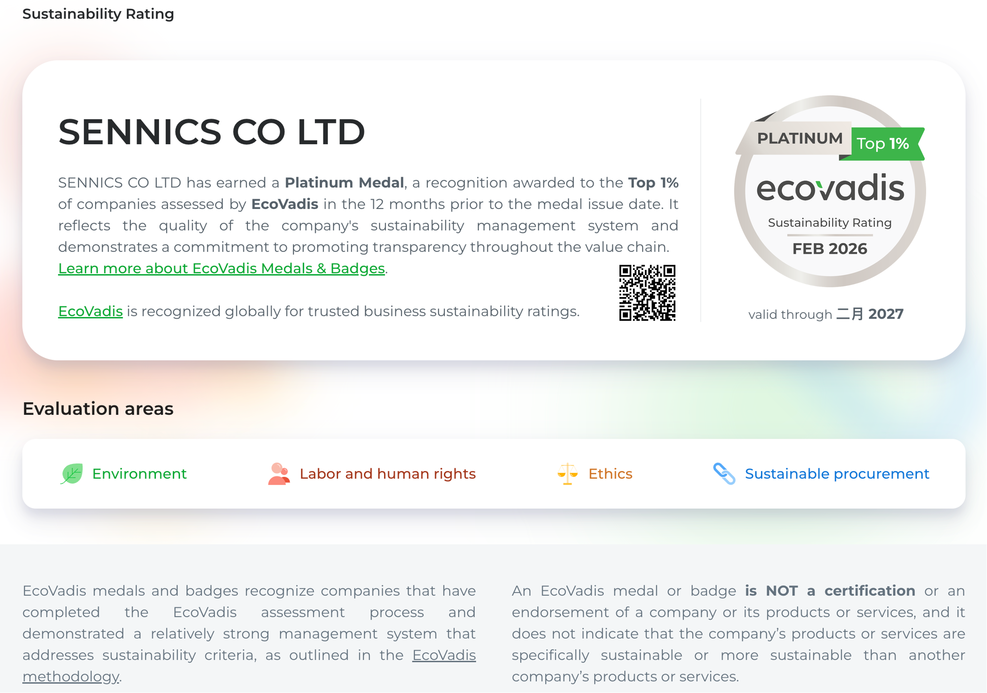 Sennics Secures EcoVadis Platinum Rating...